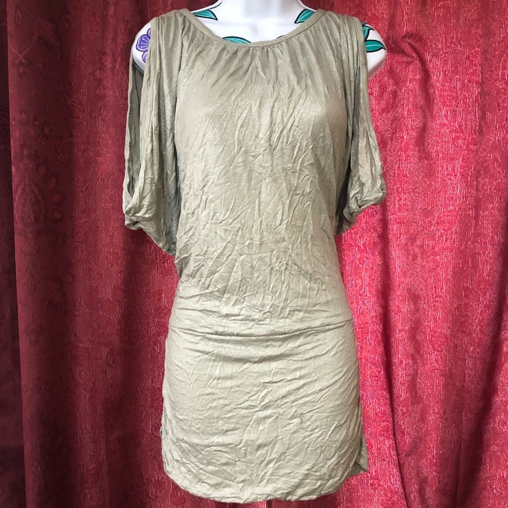 New York Company Gray Silver Shimmer Shirt Dress